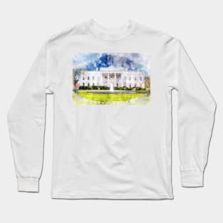 The White House in Washington DC Watercolor - 01 Long Sleeve T-Shirt